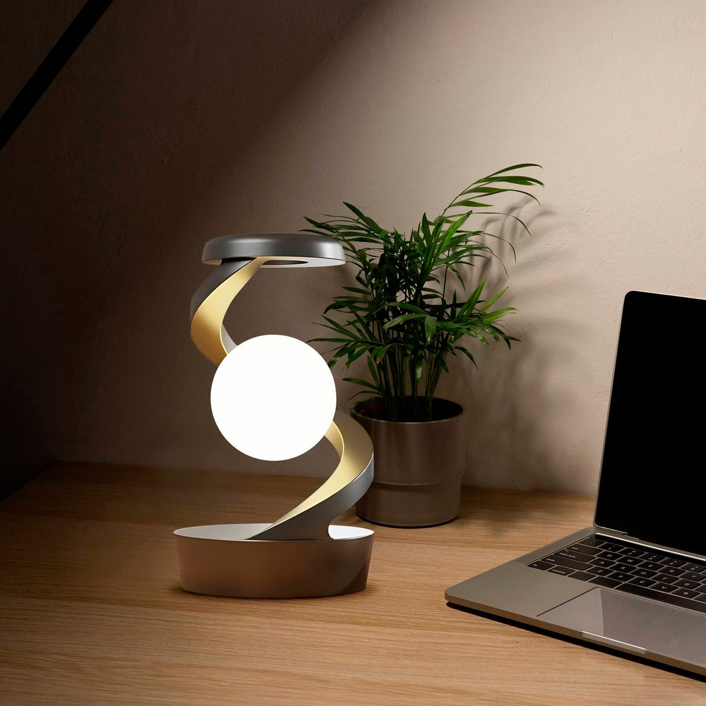 Rotating Moon Desk Lamp With Phone Wireless Charging Sensor Control Table Lamp